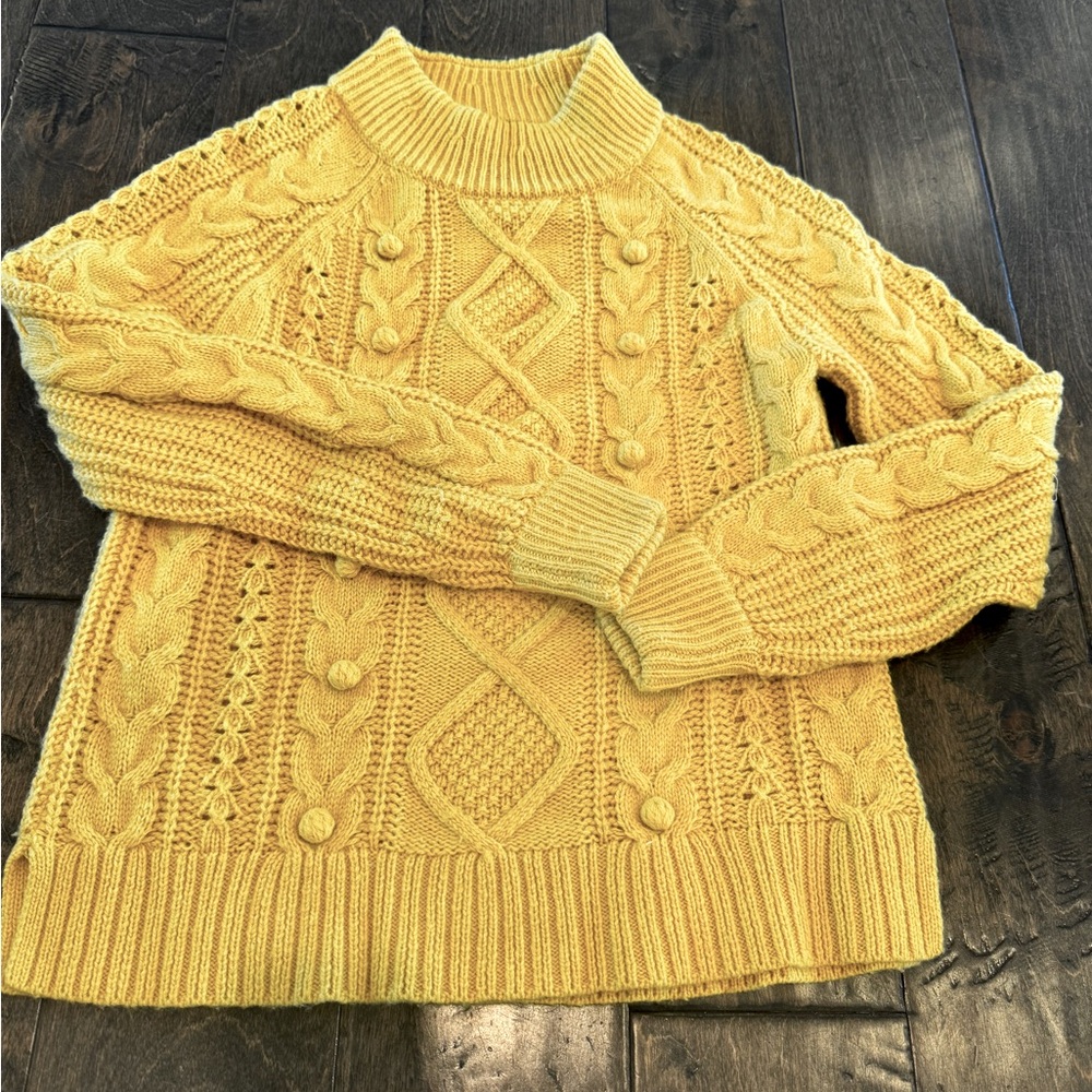 J. Crew x Demylee Wool Mohair blend Cable knit Crewneck Sweater Fisherman Chunky